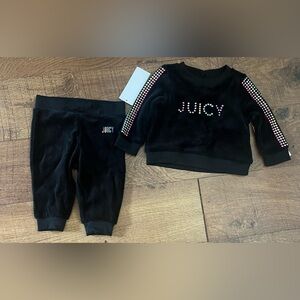 NWT juicy couture velour embellished 2 two piece outfit Sz 3-6 month baby